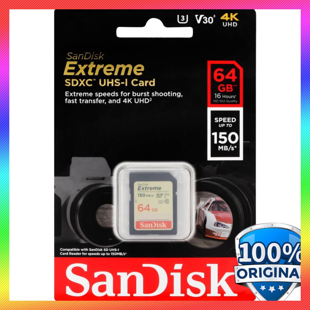 GS8 SanDisk Extreme SDXC Card UHS-I V30 U3 Class 10 (150MB/s) 64GB - SDSDXV6-064G-GNCIN