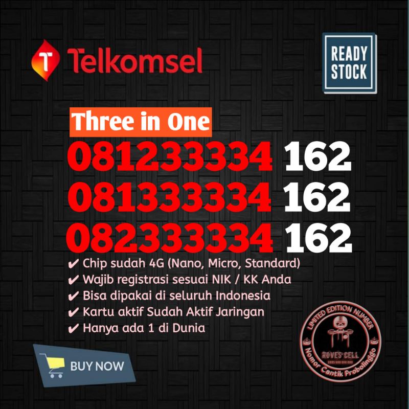 NOMOR CANTIK TELKOMSEL AS SIMPATI 4G LTE SERI NAIK RAPI URUT 0812 0813 0823 3333 4 162 KEMBAR HOKI PANCA 33333 KWARTET 3333