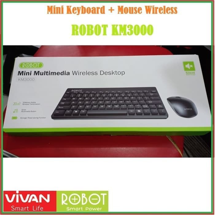 C_   ROBOT KM3000 Portable Mini Wireless Keyboard and Mouse Combo Black