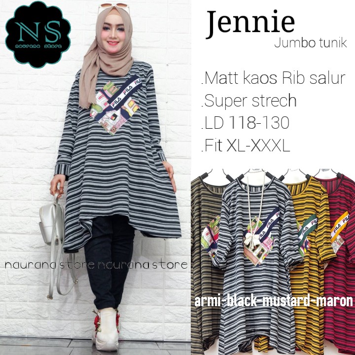 JENNIE JUMBO TUNIK MATT KAOS RIB SALUR BY NS