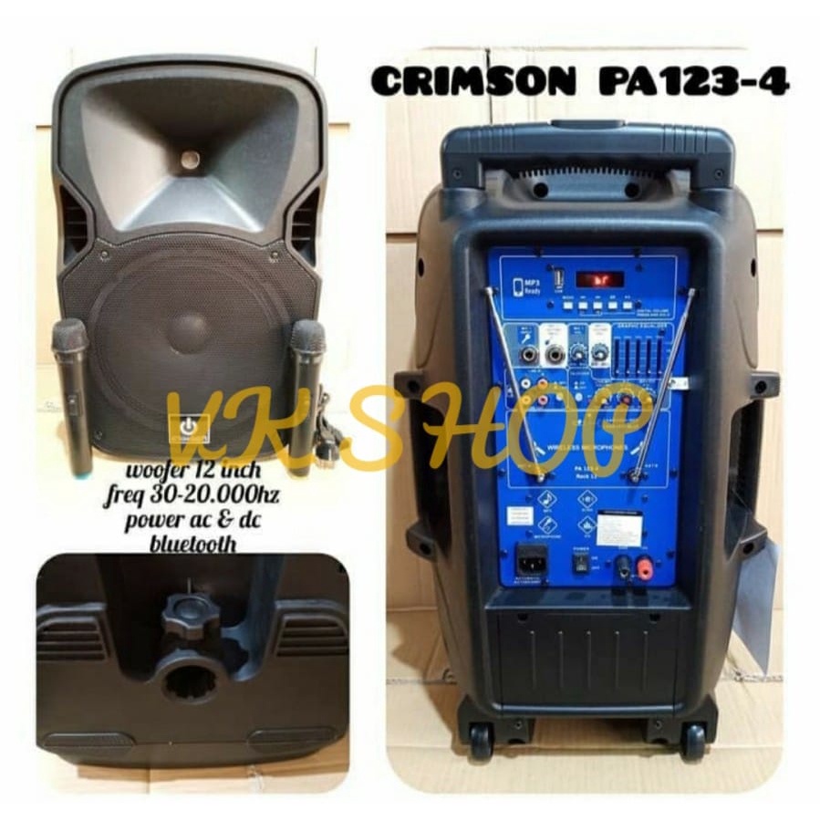 SPEAKER PORTABLE WIRELESS 12 INCH CRIMSON PA 123-4 / PA123-4
