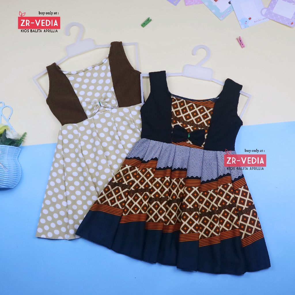 Dress Clairine uk 4-5 Tahun / Baju Anak Perempuan Model Dres Cewek Adem Batik Pakaian Motif Gaun