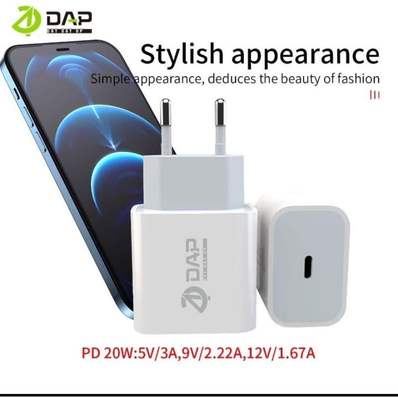 Batok Charger DAP D-AP6 Colokan TYPE-C Kepala Casan DAP D-AP6 USB C 20W Adaptor Charger DAP D-AP6 USB-C 20W ORIGINAL