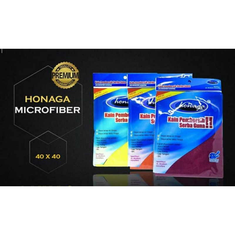 Lap microfiber HONAGA 40 x 40 cm kain pembersih serba guna Honaga