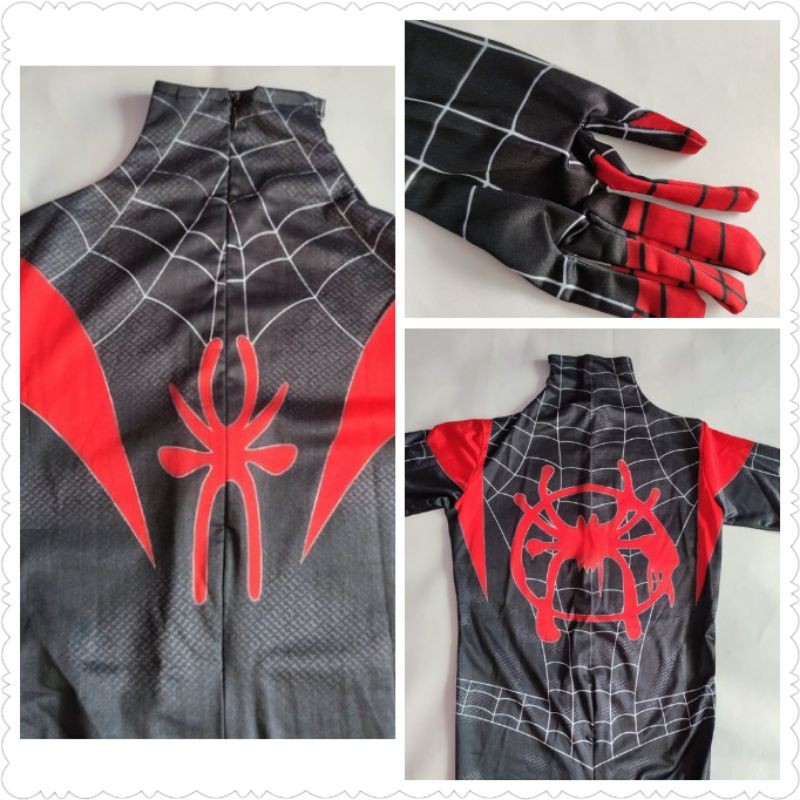 Kostum Spiderman Anak dan Dewasa  Miles Morales Superhero Super man Hitam Black