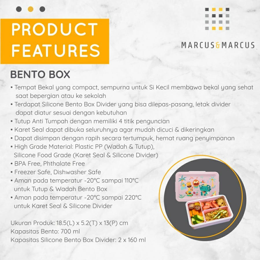 Marcus&amp;Marcus Bento Box (KD45) - Kotak Makan