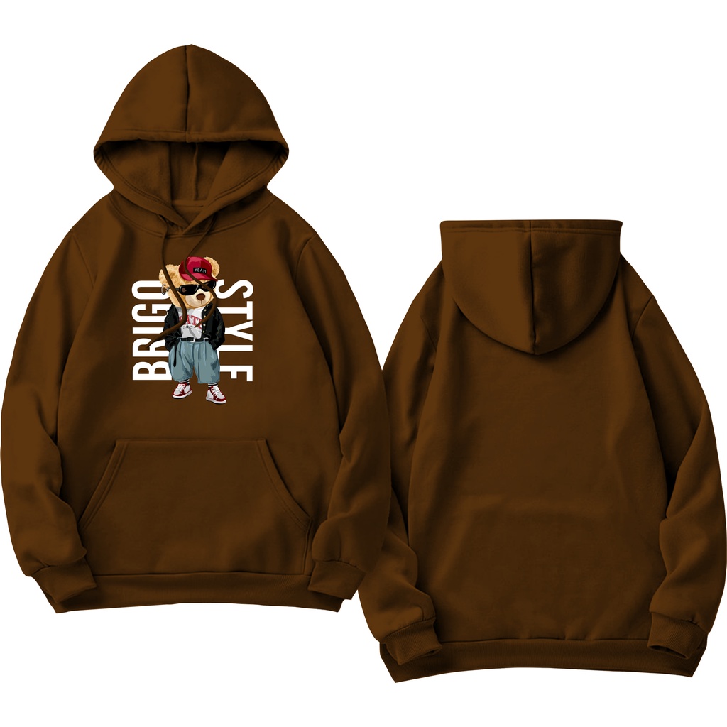 BRIGO Jumper Hoodie Beruang Style II Sweater Hoodie BRIGO Sablon DTF Fleece Cotton M-XXL (Pria &amp; Wanita) Free stiker&amp;Gantungan Kunci