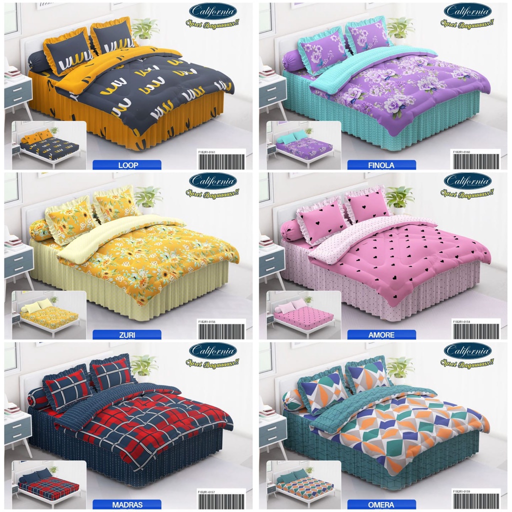 Sprei California From My Love Ukuran 160 x 200 Bantal 2 Guling 2