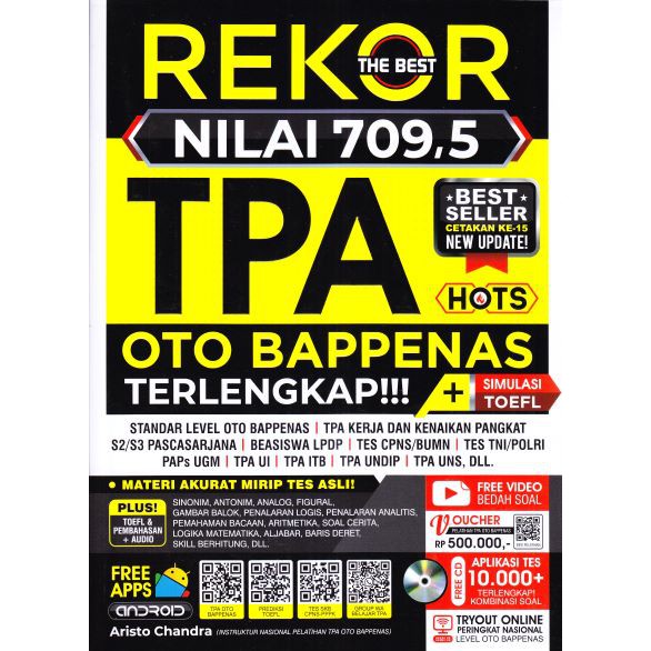 RB BUKU TPA TERBAIK THE BEST REKOR NILAI 709,5 TPA OTO BAPPENAS - ARISTO CHANDRA