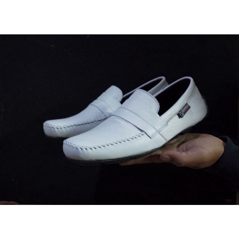 Sepatu pria slip on mules kulit putih murah