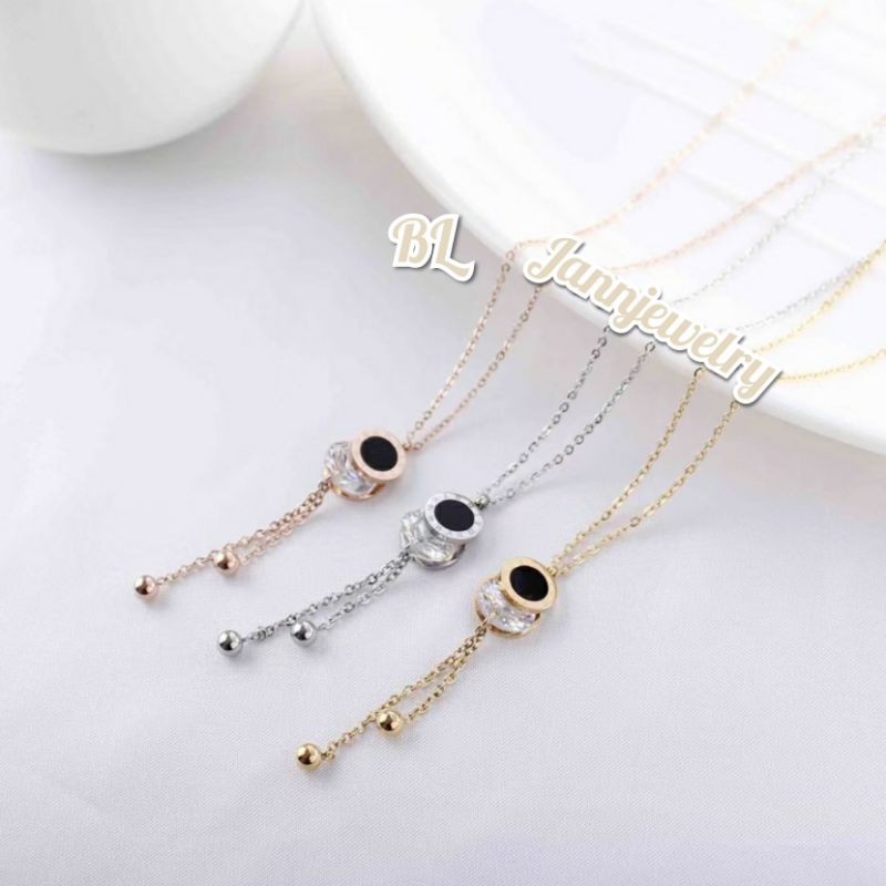 Kalung Titanium Asli Anti Karat One Stone Fashion Korea Simple