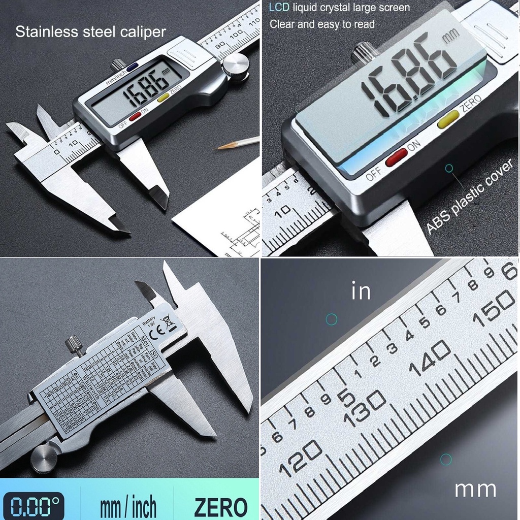 Jangka Sorong Caliper Kaliper Stigmat Sigmat LCD Digital Stainless 6in