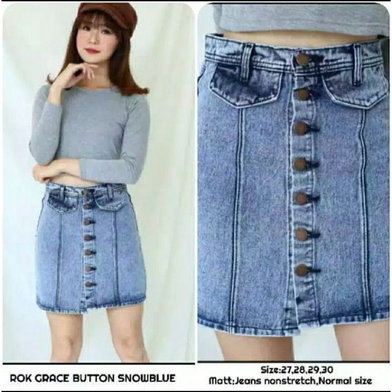 ROK JEANS SNOW WASH DAN MEDIUM//ROK KEKINIAN//ROK JEANS PENDEK MURAH
