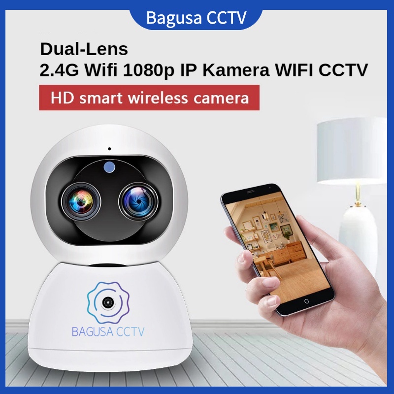 Dual-Lens Cctv Indoor Wifi Hd 5mp Wireless Kamera Wifi Smart Net Camera Ip Camera Cctv Murah Terhubu