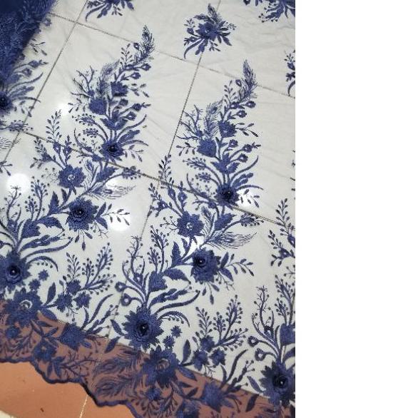 ♜ Promo kain kain tile 3D bahan kebaya laris gaun pengantin baju pesta kain brukat bunga timbul 3D ➧