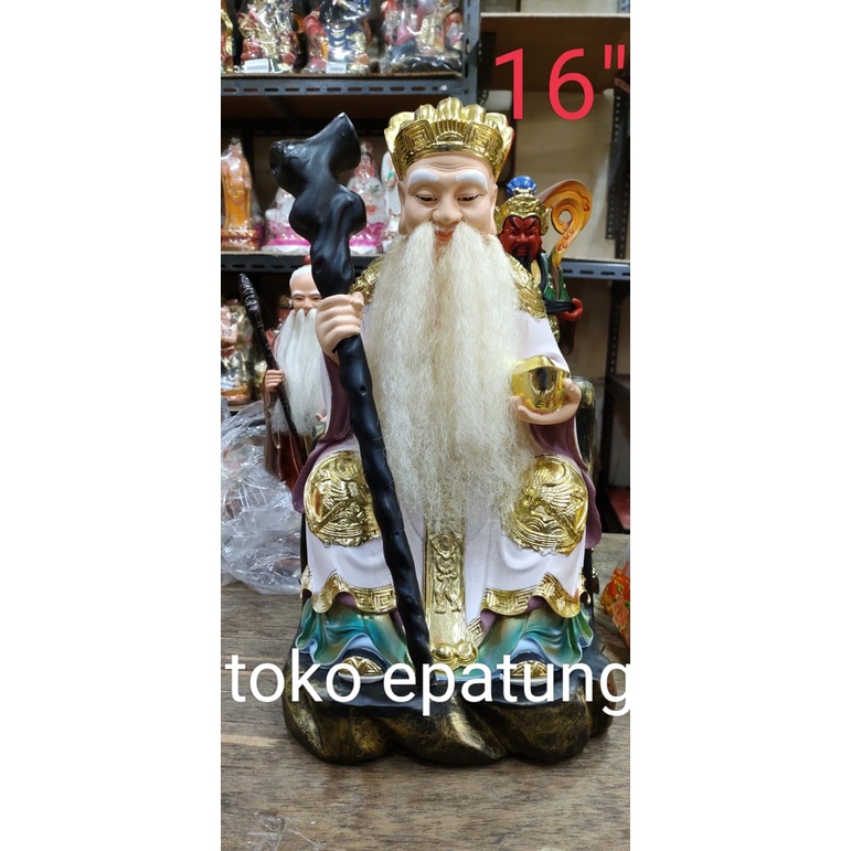 patung dewa bumi / tutikong - te cu kong - Putih - fiber - 16 inch