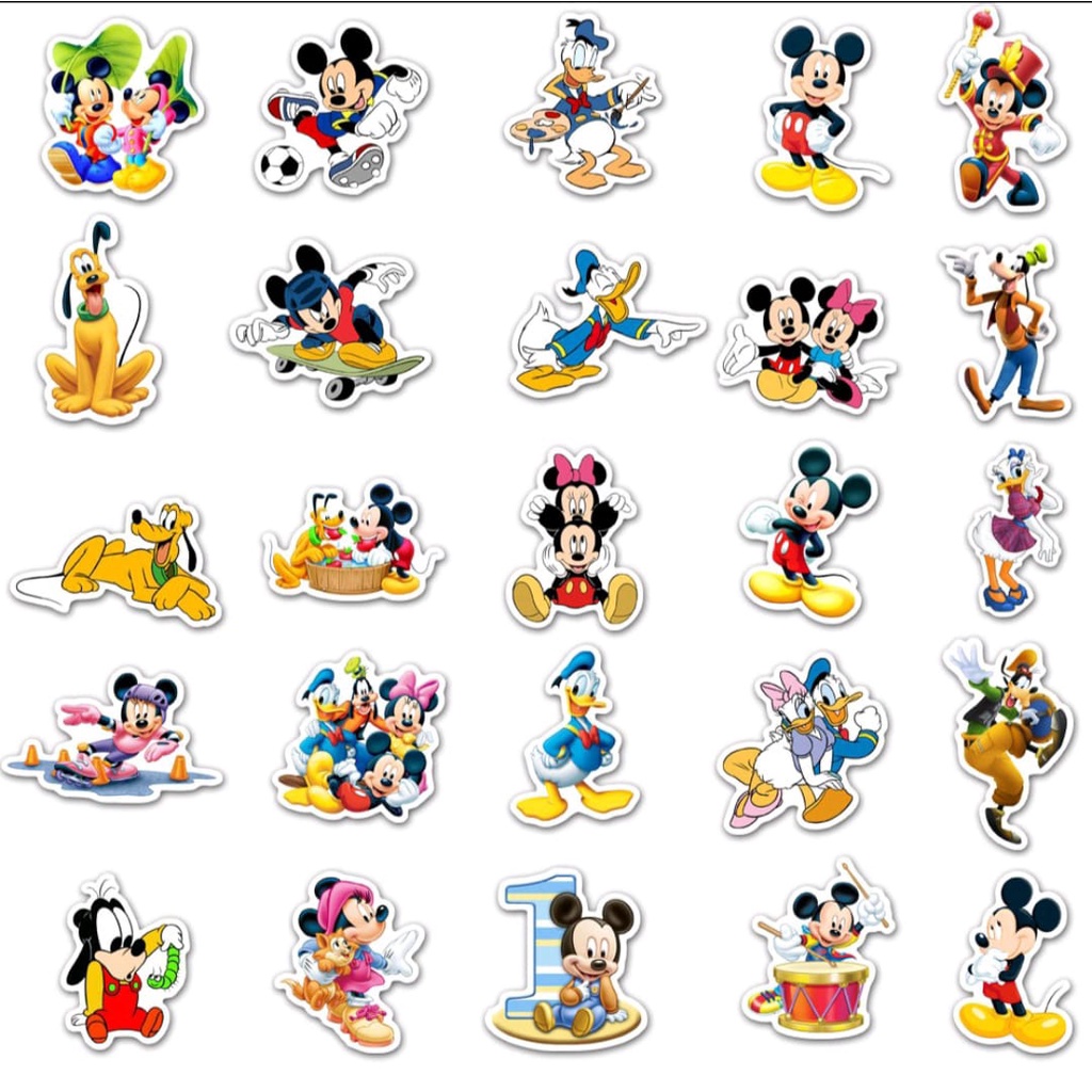 

10 pcs Stiker Mickey Pluto Minnie Goofy Donald Random