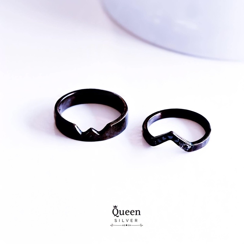 CINCIN NIKAH WEDDING RING COUPLE RING RUSTIC HITAM SILVER 925