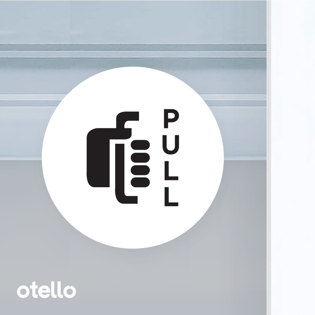 Sign Akrilik Push Pull Bulat Icon Minimalist Signage Board Label Acrylic Pintu Tempel Sticker Pintu Kafe Restoran Kantor Gedung