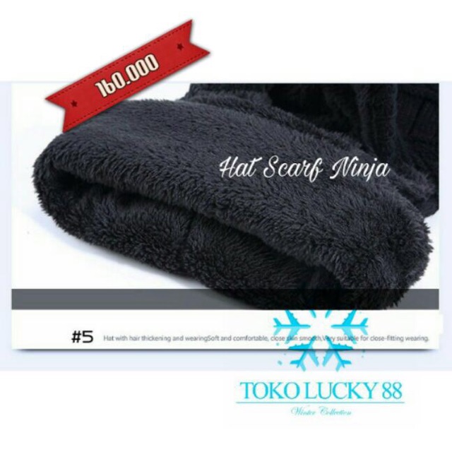 IMPORT Topi Syal bulu Ninja Winter Musim Dingin Rajut Wool Infinity