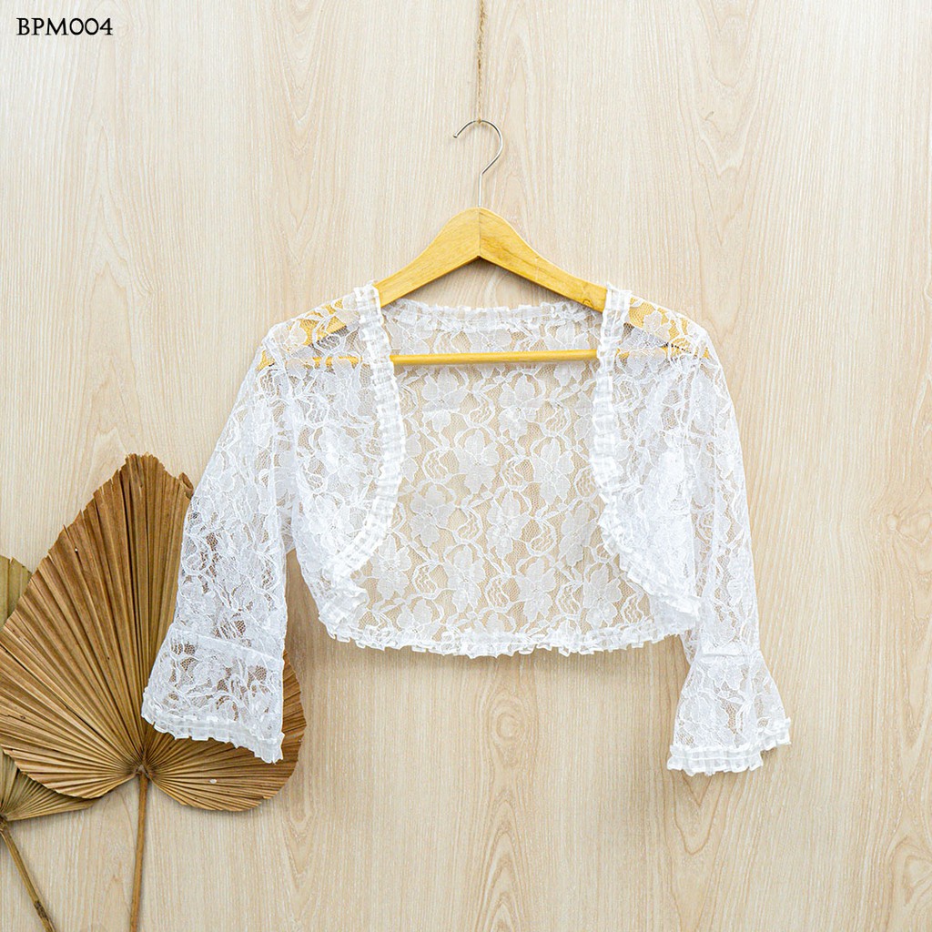 [BISA COD] BOLERO CARDIGAN BROKAT WEDDING PESTA PENGANTIN PUTIH BPM004