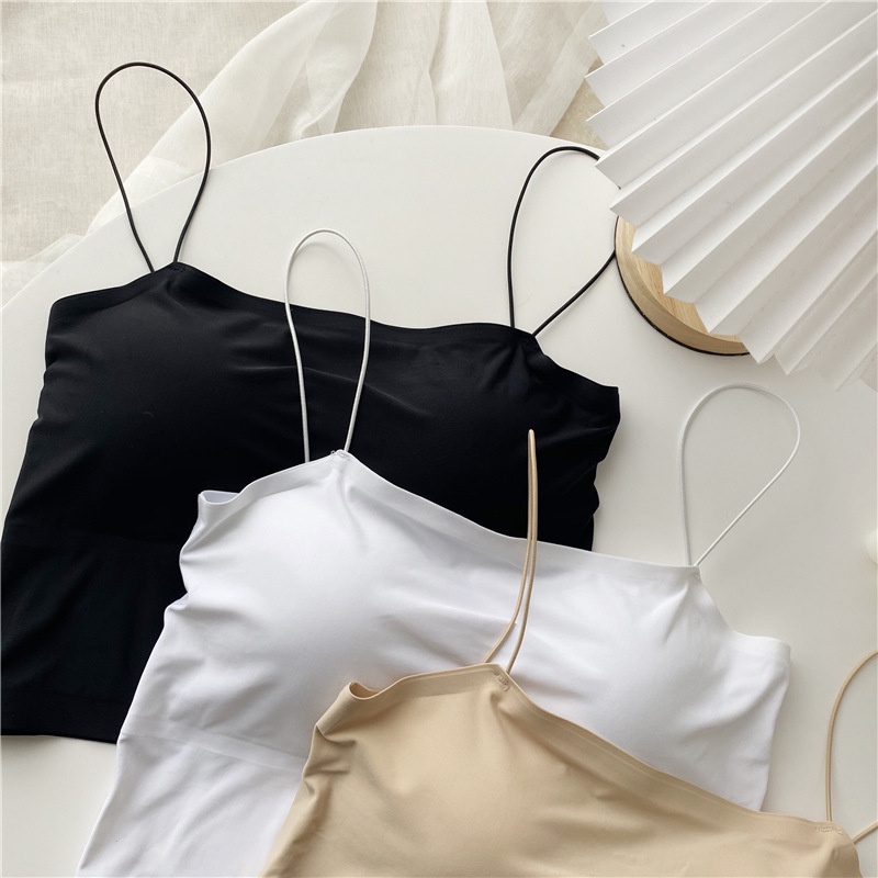 BV.ID BR502 TANKTOP KOREA SEAMLESS SPAGHETTI STRAP TANK TOP DALAMAN WANITA PAKAIAN BRALETTE BRA BH COD