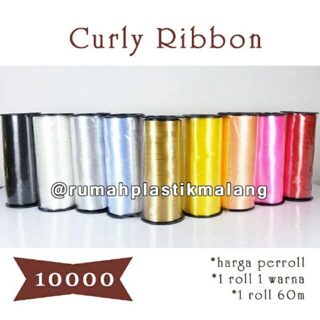 

Curly ribbon / pita balon / benang / hiasan / tali putih hitam merah pink biru hitam putih silver hiasan aksesoris terbang helium melayang keriwil keriting rumbai pegangan dekorasi ulang tahun