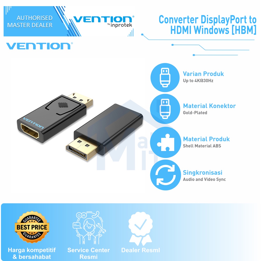 ( Bisa Cod ) Vention Converter DisplayPort DP to HDMI Windows HBK HBM