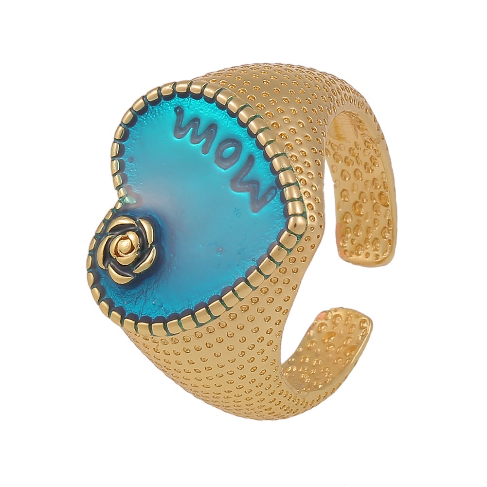 Cincin ornamen berbentuk hati minyak menetes cincin rose bunga IBU Cincin Hari Ibu hadiah untuk ibu