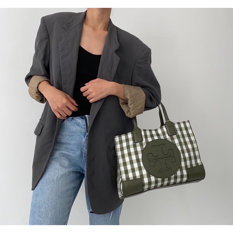 TORY BURCH Ella Gingham Tote Bag