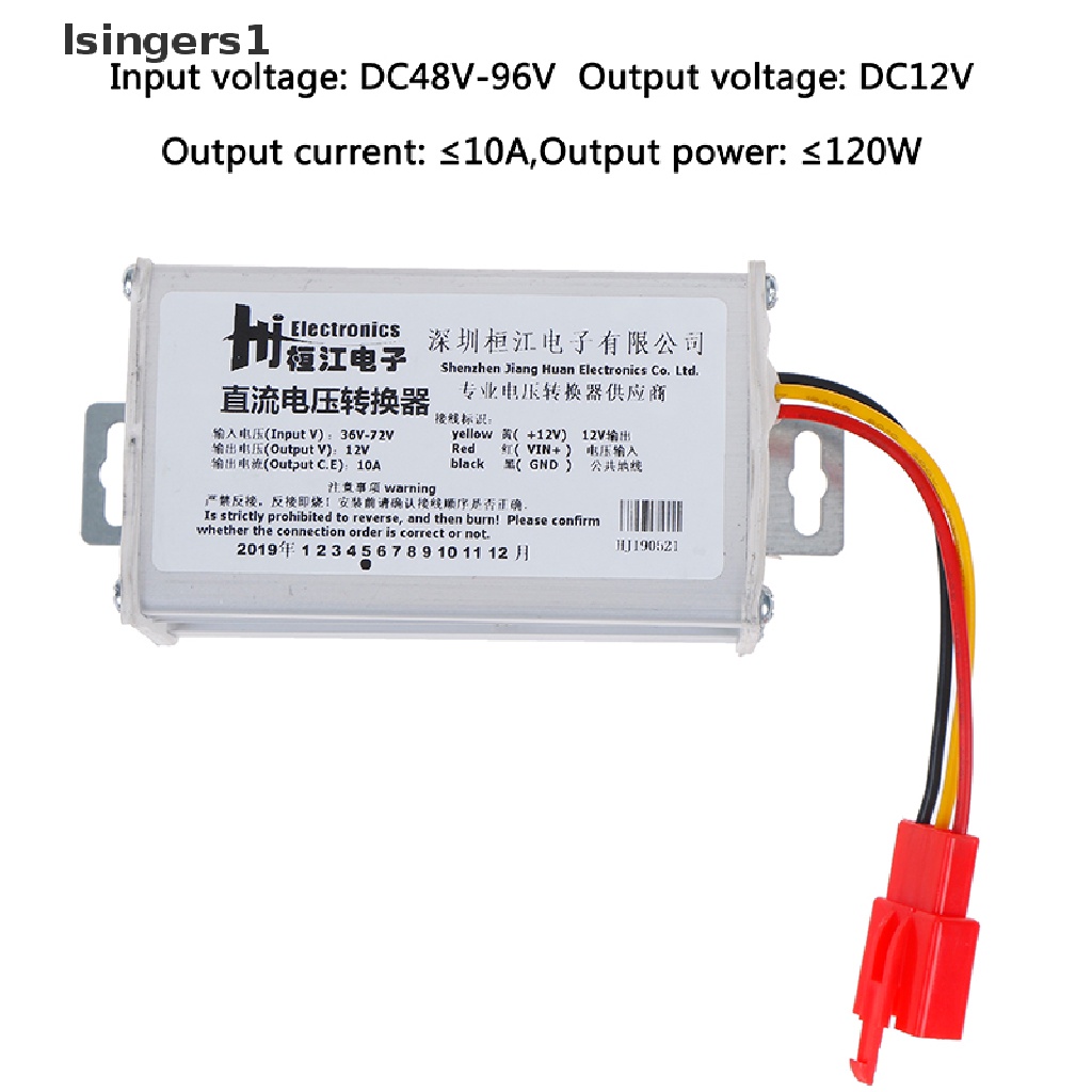 (lsingers1) Adapter Konverter DC 36V-72V Ke 12V-10A 120W Untuk Baterai Mobil Elektrik