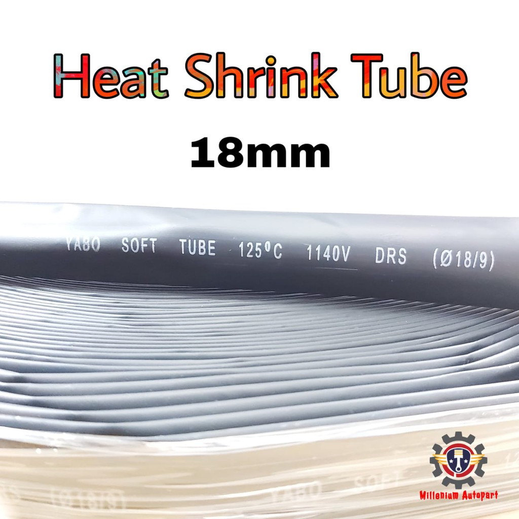 Heat Shrink Tube 18mm Selongsong Bakar Selang Bakar 1meter - Hitam