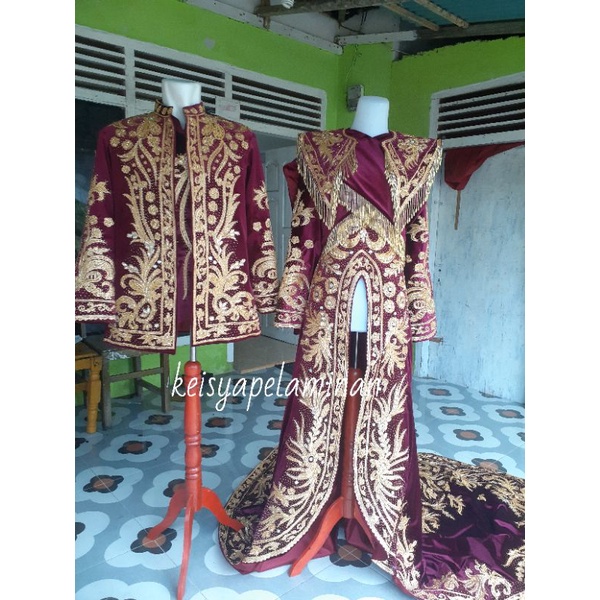 gaun pengantin minang terbaru/baju pengantin minang full payet jepang