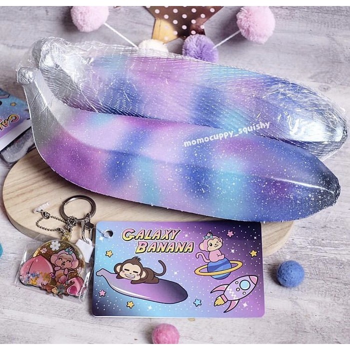 PROMO SQUISHY LICENSED GITD jumbo galaxy banana by punimaru (100% ORI)