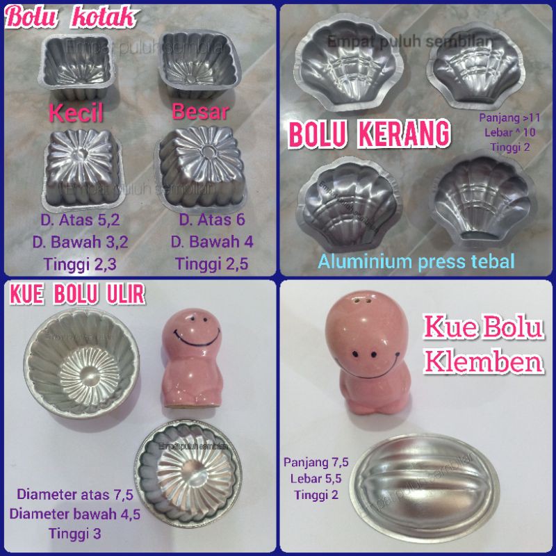 Aneka macam cetakan kue bolu komplit / loyang bolu kecil / cetakan kue klemben / cetakan bolu jadul