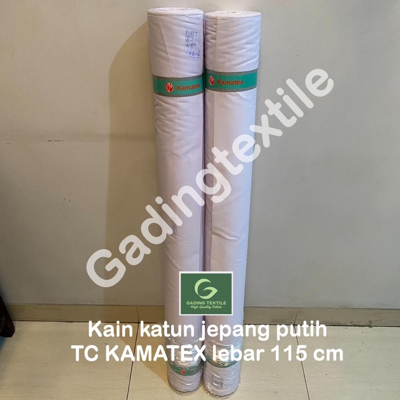 ( per 1 roll ) Kain tetoron katun putih TC KAMATEX lebar 115 cm isi 54 meter bahan baju kemeja hem seragam sekolah kerja gamis koko kaftan dress kerudung jilbab jilbab mori kafan craft kerajinan tangan taplak meja bendera umbul umbul dekorasi dekor