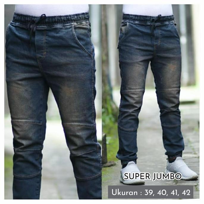 jeans joger pria super jumbo - jeans pinggang karet