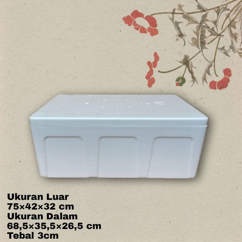 Box Styrofoam 75x42x32 polos | Box Gabus kotak sterofom