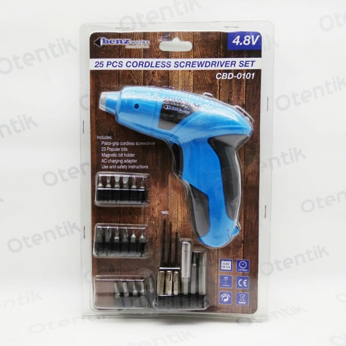 BENZ CBD0101 MESIN BOR OBENG BATERAI 25 PCS - CORDLESS SCREWDRIVER SET