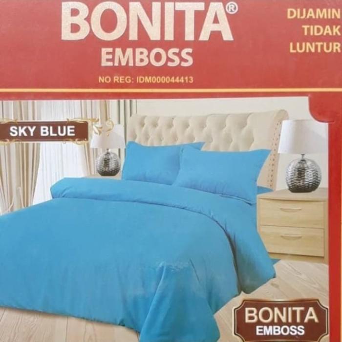 sprei bonita elegant polos embos uk 180x200 warna sky blue