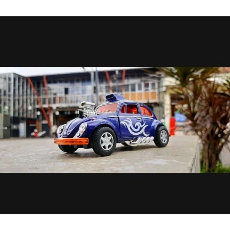 Custom Dragracer volkswagen beetle blue kinsmart