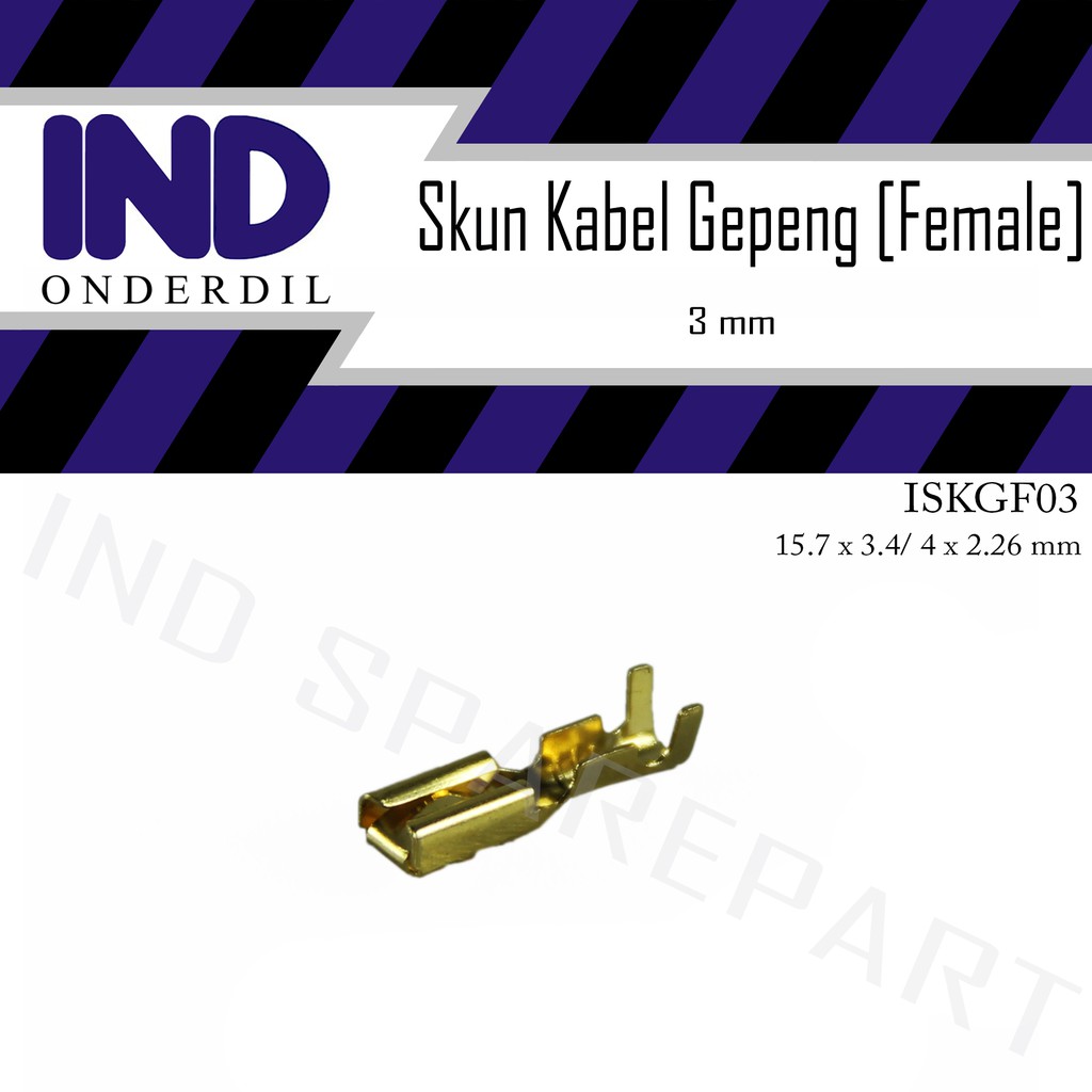 Skun-Sekun-Terminal Kabel Gepeng Cewe-Female Kuningan Mini-Kecil 3 mm