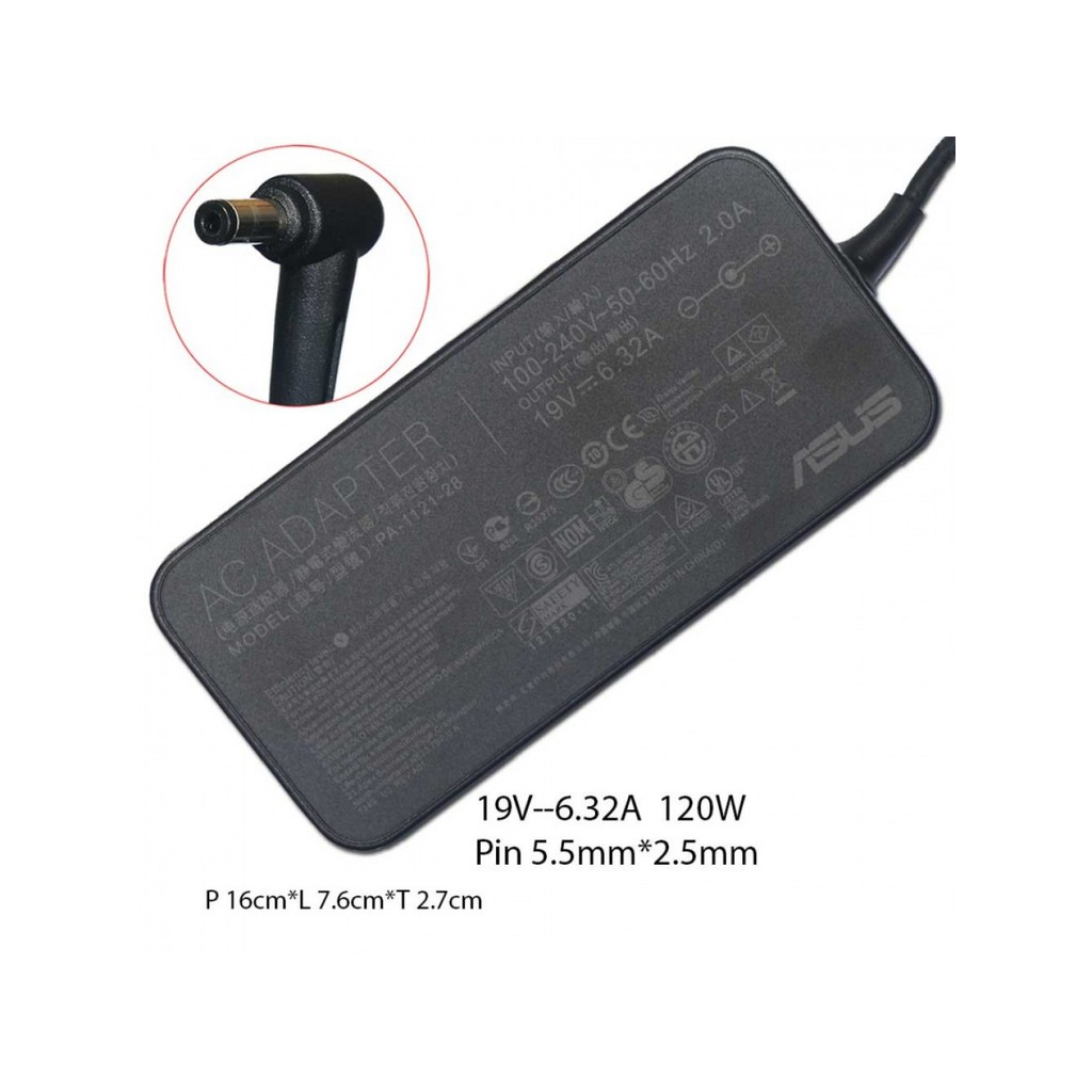 Charger Laptop 19v-6.32a Jack 5.5 x 2.5mm Adaptor Asus G50VT G70G G72GX G60V G55VX G71G