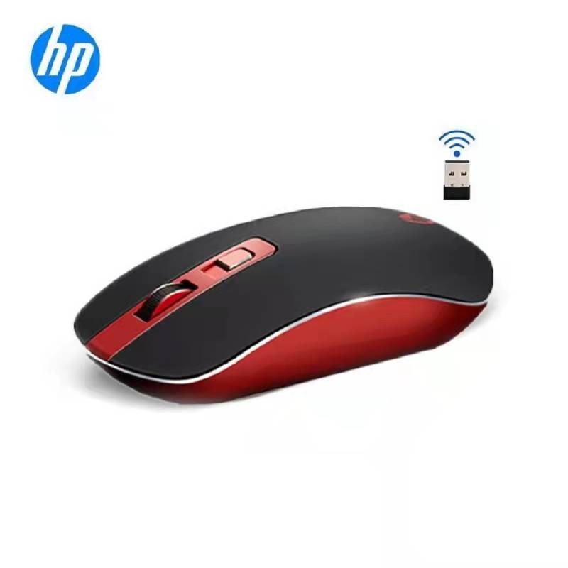 Mouse Hp S4000 NEW nir kabel Free Nano Receiver 2.4Ghz Wireless 800/ 1200/ 1600 DPI Optical Tracking Fusilage Alis Aluminium - Hitam/ Gules/ Emas