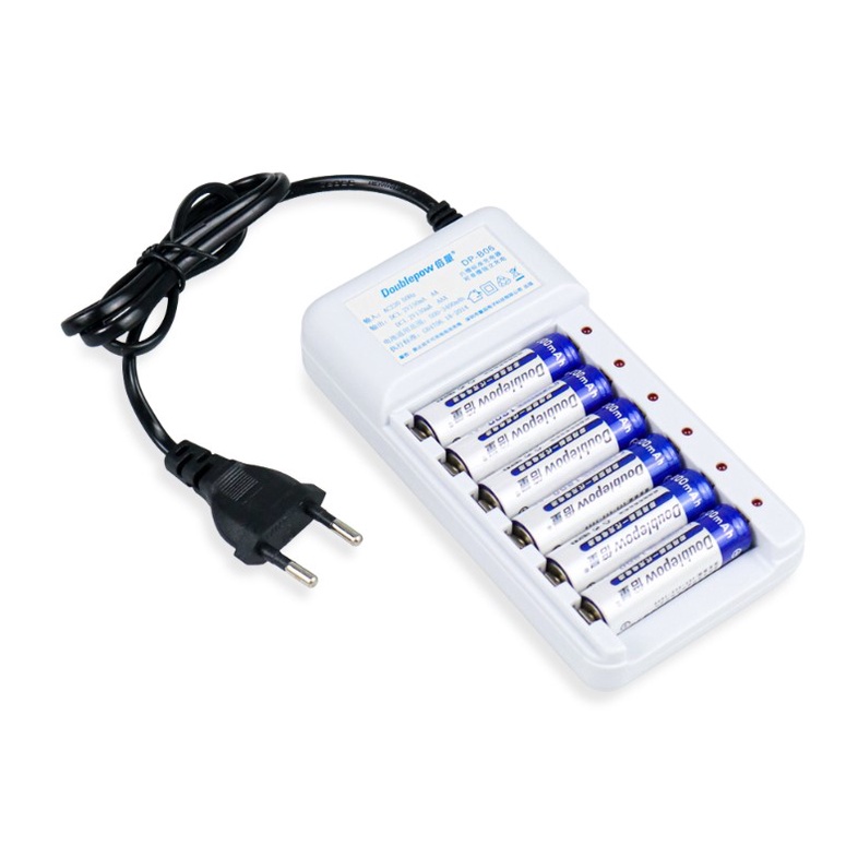 Paket Charger Baterai 6 slot AA/AAA Bonus 6 PCS AA Battery