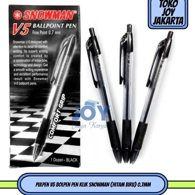 

ISTIMEWA!>-007 Pulpen V5 Bolpen Pen Klik SNOWMAN (Hitam Biru) 0.7mm - Hitam