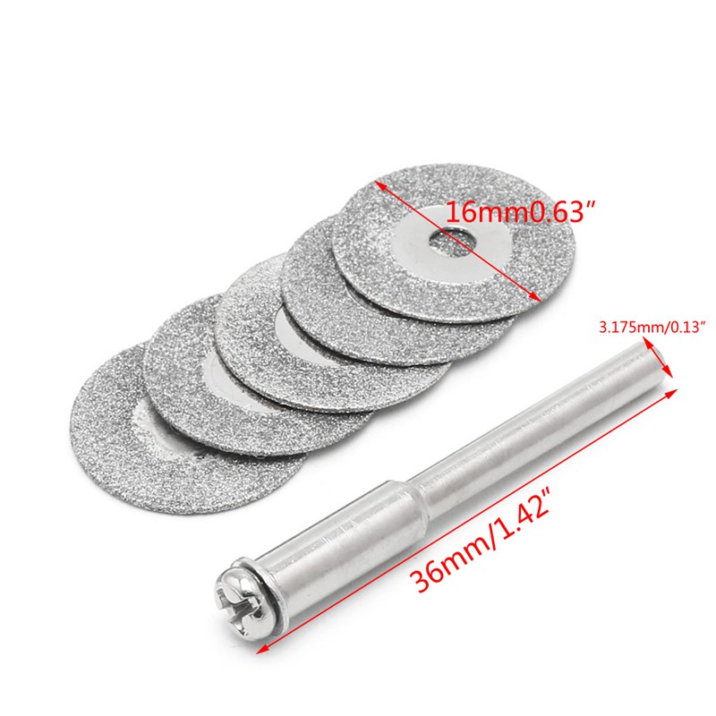 CRE  5pcs 18mm Diamonte Cutting Discs &amp; Drill Bit Shank For Rotary Tool Blade