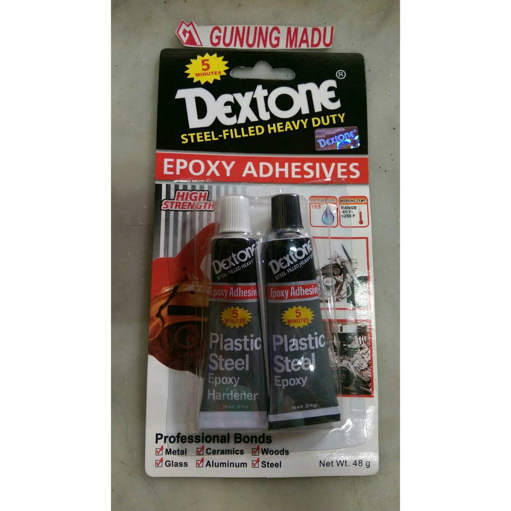 

LEM BESI DEXTONE CAMPUR 5 MENIT / LEM EPOXY SERBAGUNA PLASTIC STEEL