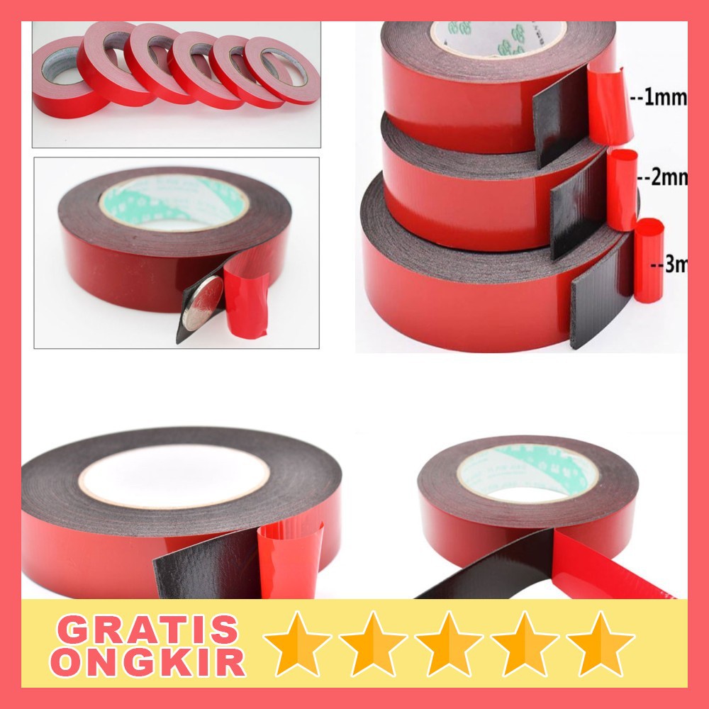 GS8 Selotip Tape Lakban Double Tape 3M Foam Serba Guna Selotip Red NIKTO