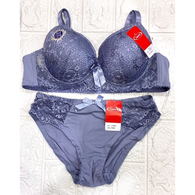 New Model BH | Bra Set Brukat Bunga SOREX 17093 Pakai Kawat dan Busa Sedang